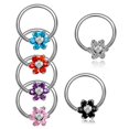 thumbnail image 5 of 1pc G23 Titanium Crystal Flower Captive Bead Rings Nose Hoop Rings Ear Cartilage Ring Lip Piercing Cbr Sexy Body Jewelry 16g, 5 of 5