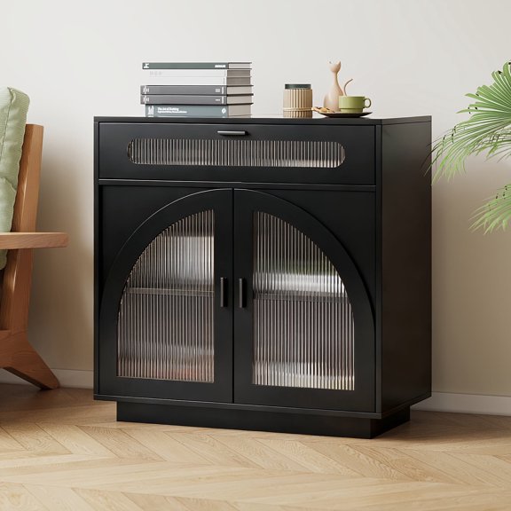 Pusnapku 31" Buffet Cabinet with Drawer, Modern Kitchen Storage Cupboard with Adjustable Shelf, Wooden Coffee Bar Station for Dining Room, Entryway