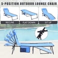 thumbnail image 2 of 2 Pieces Folding Textilene Waterproof Patio Chaise with Pillow and Side Pocket, Outdoor Adjustable and Reclining Tanning Chair for Lawn, Beach, Pool, Portable Lounge Chair, Blue, 2 of 9