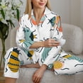 thumbnail image 6 of Fuzoiu Colorful Insects Print Women's Long-Sleeved Pajama,Lounge Button Down Nightwear,Womens Notch Collar Pajama Set-Medium, 6 of 7