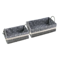 Unique Bargains 2 Pcs Wicker Basket with Handles Gray 10.2*7.1*3.5in/11.8*8.3*3.7in
