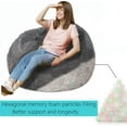 thumbnail image 5 of Bean Bag Chair 3Ft Luxurious Faux Rabbit Fur Memory Foam Bean Bag Chairs for Adults/Teens with Filling,Ultra Soft Faux Fur Fabric, Round Fluffy Sofa for Living Room Bedroom College Dorm (Grey), 5 of 7