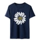 thumbnail image 4 of Gibobby Playera De Algodón Camiseta de verano de girasol para mujer, blusa holgada de talla grande, camisetas casuales gráficas de manga corta para chica（Azul marino， L), 4 of 5