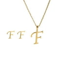 thumbnail image 1 of Fiudx Conjunto de Collar de Moda, Colgante con Letras En Inglés, Elegante Diseño de Aleación de Oro, Regalo para Mujer, Promoción Publicitaria, Inauguración de Casa, Cumpleaños, Pendientes Compactos, 1 of 2