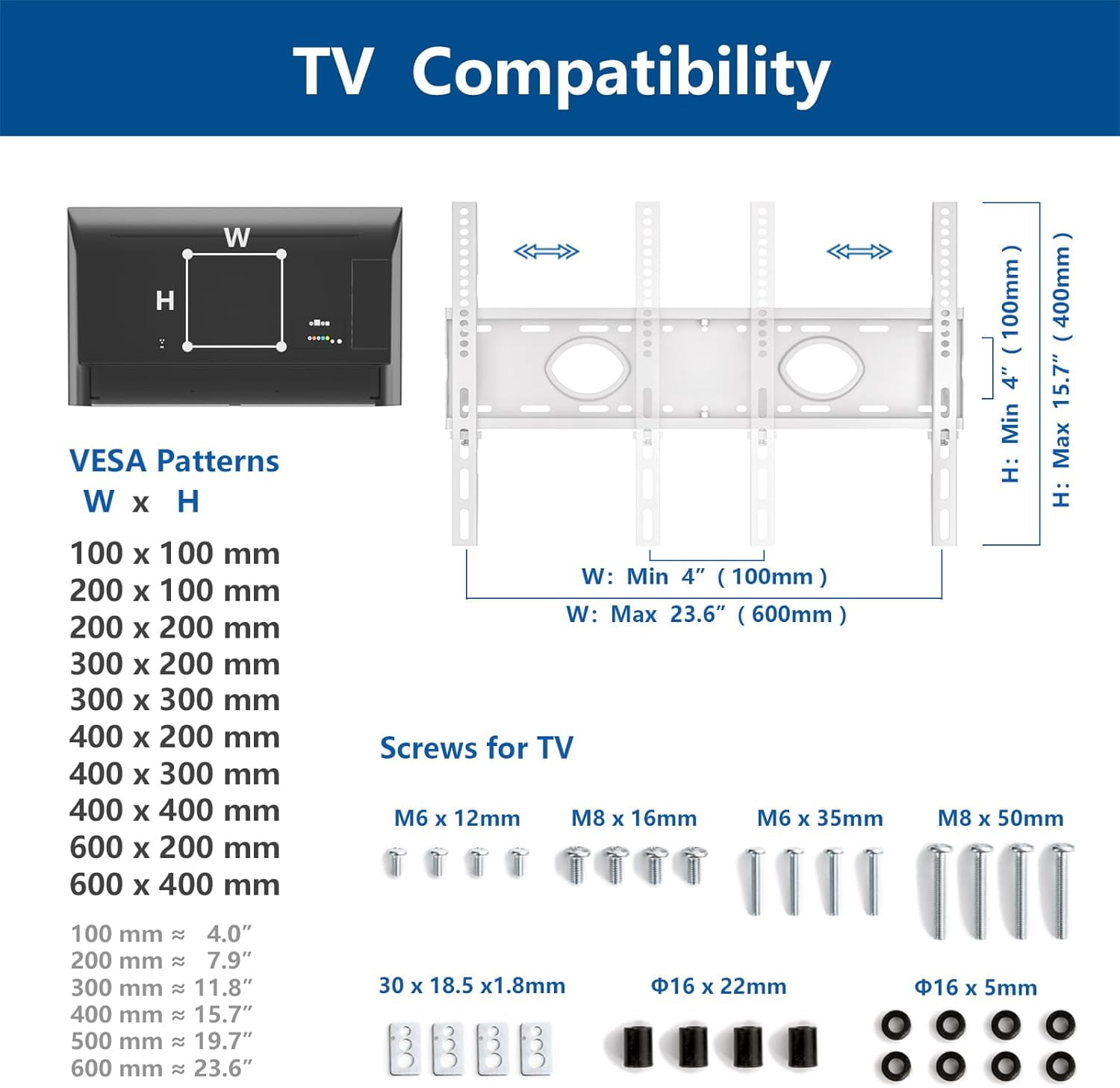 RTVR Rolling TV Stand on Wheels for 32-83 inch Flat Screens up to 110lbs, Portable Mobile TV Stand Height Adjustable Shelf, White