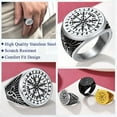 thumbnail image 4 of FaithHeart Viking Vegvisir Pirate Compass Thumb Ring for Men Stainless Steel Norse Scandinavian Jewelry Vintage Rune Celtic Knot Protection Amulet for Dad Birthday Gift Size 7, 4 of 11