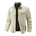 thumbnail image 4 of hotojiny Men's Button down Shirts Jackets Casual Long Sleeve Waterproof Shacket Lightweight Vintage Work Shirt with Pockets, 4 of 6