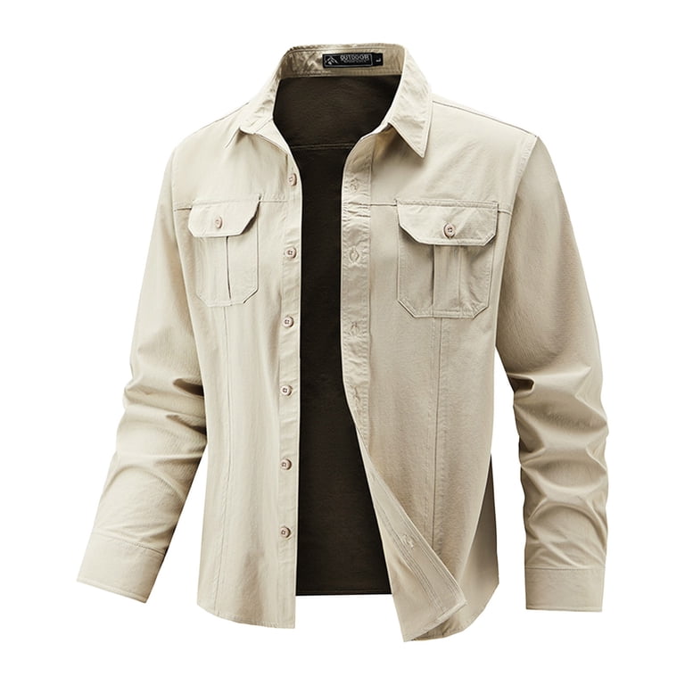 OHMZYZO Men's Sun Protection Shirt Jackets with Zipper Pockets