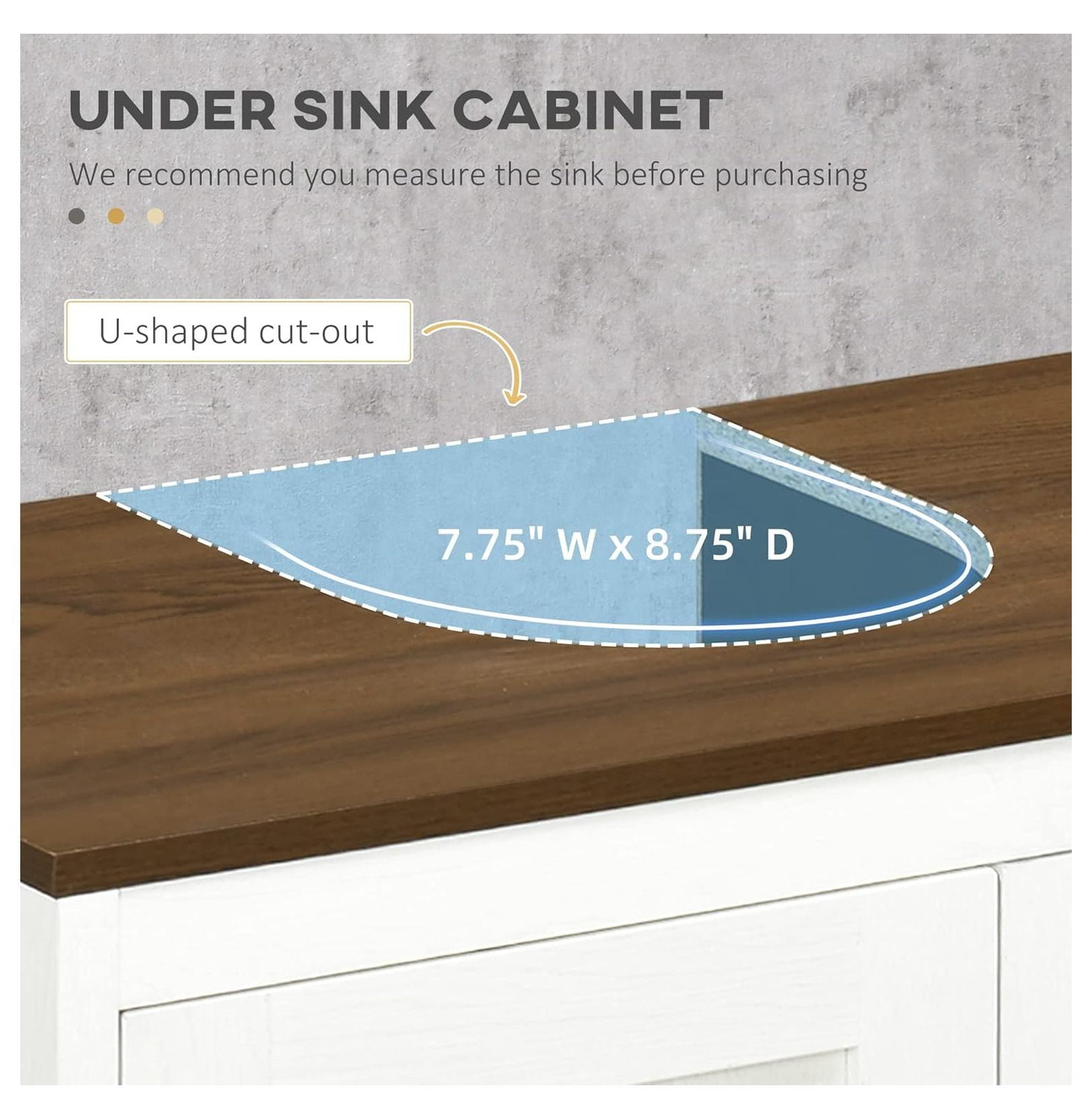 Bathroom Sink Cabinet, Floor Standing Under Sink Organizer, Freestanding Vanity with Adjustable Shelf, Double Door Storage, Antique White