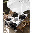 thumbnail image 3 of Outdoor Tablecloth with Umbrella Hole, Black Grey Spillproof Waterproof Outdoor Table Cover, Geometric Gold White Hexagon Modern Patio Tablecloths for Party Picnic Camping, Rectangle 54"x80", 3 of 9