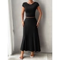 thumbnail image 6 of Women's Short Sleeve Slim Fit Long Dress Set - 92% Viscose, 8% Elastane, 6 of 8