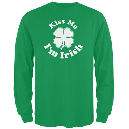 Im Irish Dog T-shirt - St. Patricks Day - Kiss Me Im Irish Green Adult Long Sleeve T-Shirt