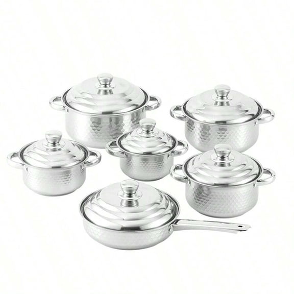 EASHZMFYTBF 12-Piece Cookware Set, Made Of Stainless Steel, Non-Stick,Non-Stick Cooking Set, All Kinds Of Pots and Pans To Meet All Kitchen Needs, The Best and Most Practical Gift for Mom