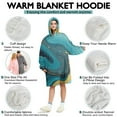 thumbnail image 5 of Blue and Gold Marble Wave Art Pattern Wearable Oversized Blanket,Wearable Blanket Hoodie for Adults,Cozy Hooded Blankets with Super Pockets,Super Warm Fuzzy Pullover for Women & Men, 5 of 6