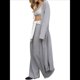 thumbnail image 3 of Cárdigan de Punto Extra , Básico, de Color Liso, Abierto Al Frente, Holgado, con Cordones, para Mujer. Cárdigan Gris L, 3 of 10