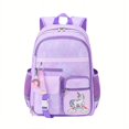 thumbnail image 1 of 1pc Cute Unicorn Pattern Backpack With Donut Pendant, Cute Sweet Girls Student Backpack, Preppy Large-capacity Travel Bag, Simple Purple Bag By Way Of Opening Refrigerator, 1 of 5