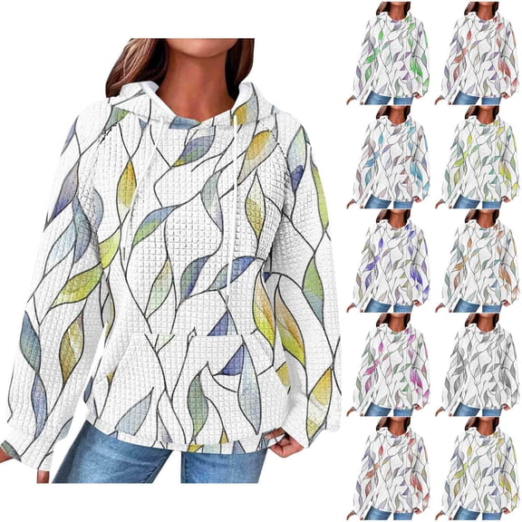 Brondbend Hoodies for Women Essentials Womens Hoodie Sweatshirt Long Sleeved Drawstring Pocket Pullover Print Casual Oversized Tops Ladies Outdoor Workout Fall Winter Wear Blue
