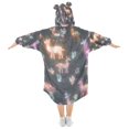thumbnail image 2 of FORMRS Wearable Blanket Hoodie with Sleeves for Kids Cozy Flannel Sweatshirt, Neon Llamas Pattern, 2 of 7