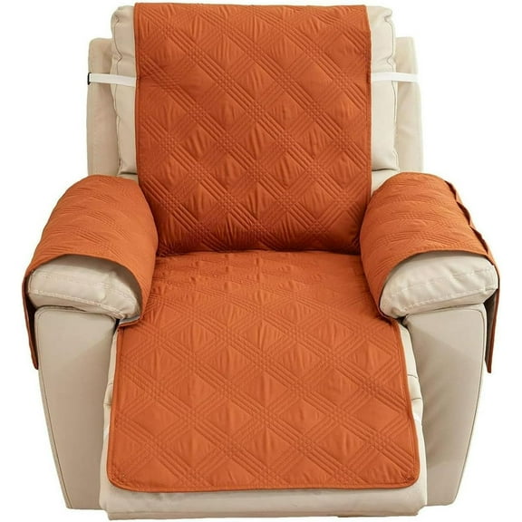 Mictong waterproof recliner cover, non slip recliner cover with pocket, washable, pet furniture protection cover, orange, 1 piece