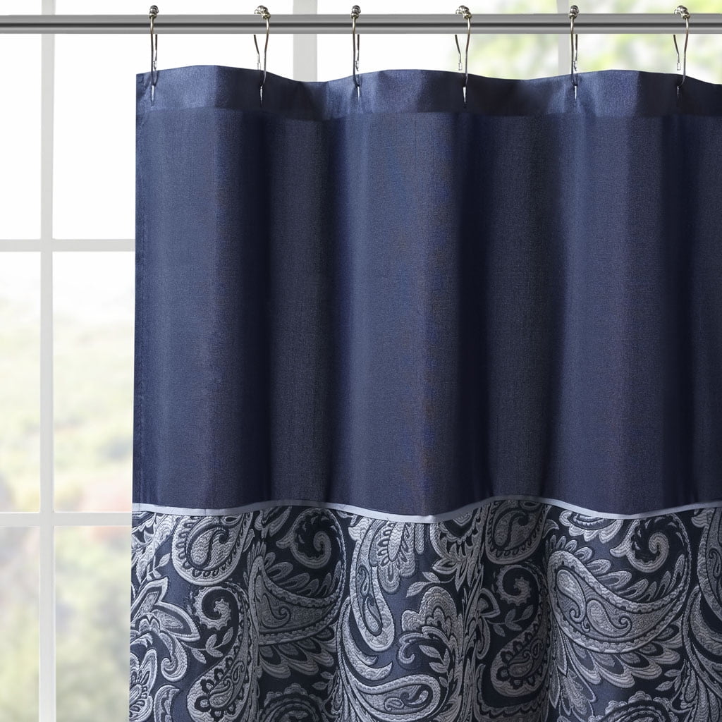 MAYEERTY Jacquard Shower Curtain, 72" x 72", Machine-Washable, Navy