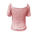 thumbnail image 4 of JGNGSHN Sparkling Sequin Square Neck Top for Women – Puff Sleeve Glitter Shirt for Holiday, Cocktail Party, Evening & More Pink S, 4 of 4