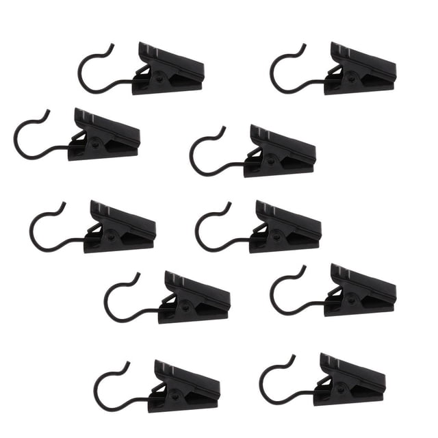 Paquete de 10 clips de cortina con ganchos para cortina, fotos, decoración del hogar, artesanía Negro kusrkot Clips de cortina con gancho