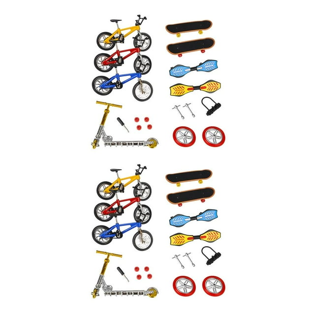 ZLight 1Set Scooter Toy Kit Two Wheel Scooter Children's Educational Toys Finger Scooter Bike Fingerboard Skateboard Color Random DH-16 2Set