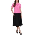 thumbnail image 2 of INSPIRAR CHIC Blusa de Mujer Vintage con Cuello Peter Pan y Lazo Casual Linda Camisa de Algodón con Botones L Rosa Fucsia, 2 of 5