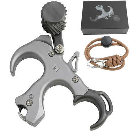 UV Compound Bow Release Aids Thumb Trigger 3 Finger Adjustable Archery Grip RH LH(grey)