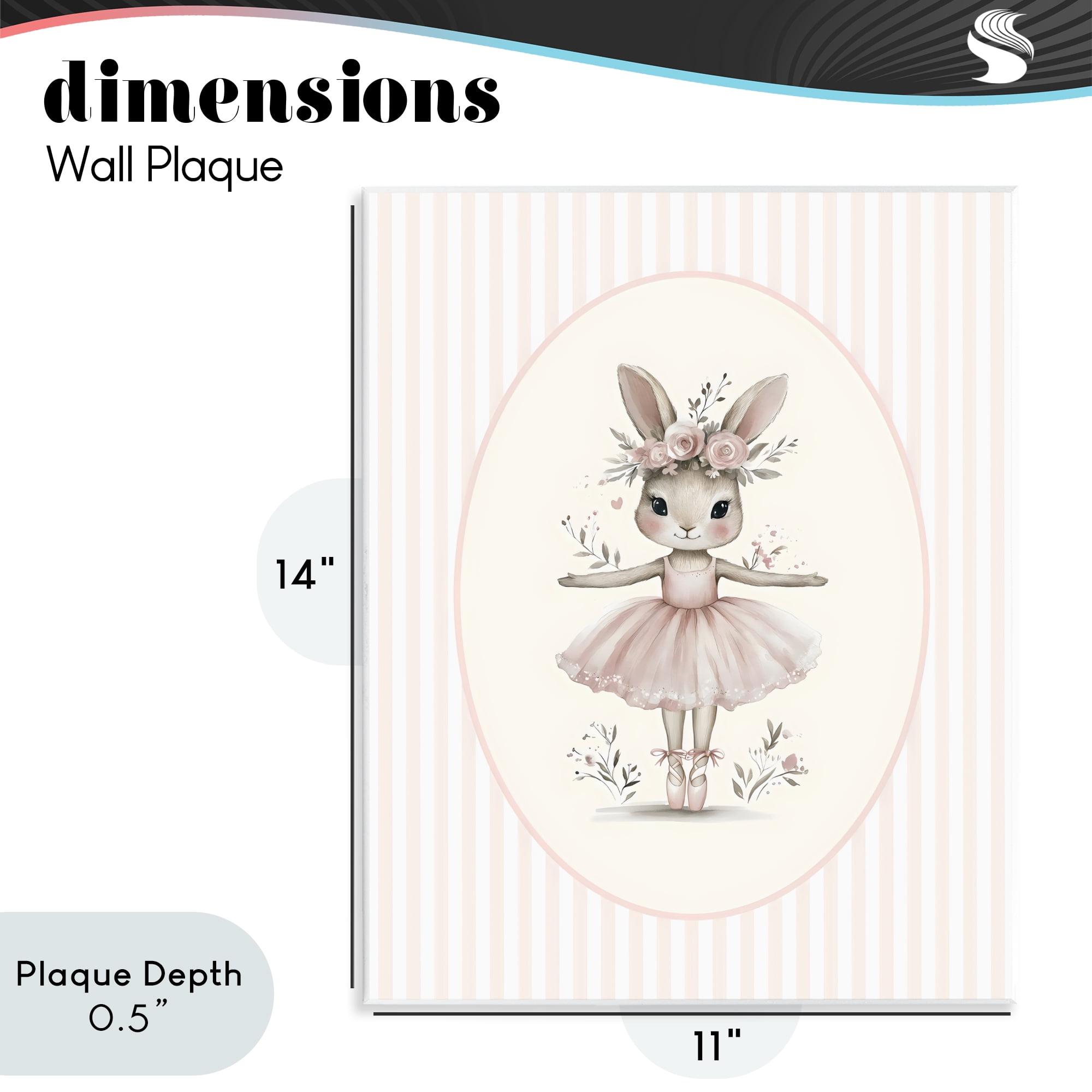 Stupell Industries Nursery Ballerina Bunny Striped Wall Plaque Art, design by LSR Design Studio