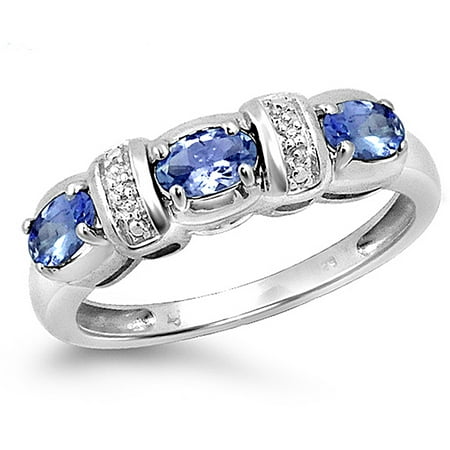 JewelersClub 0.72 Carat Tanzanite Gemstone and Accent White Diamond Ring