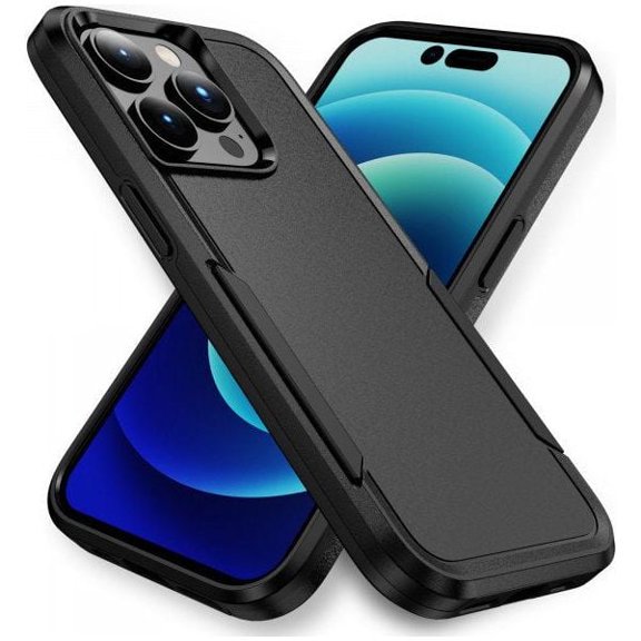Entronix Heavy Duty Case Compatible with iPhone 16 Pro, Hybrid Hard Cover, Black