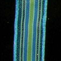 The Ribbon People Blue and Green Striped Wired Craft Ribbon 0.5" x 108 Yards