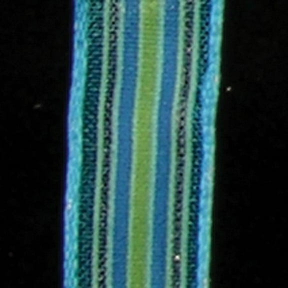 The Ribbon People Blue and Green Striped Wired Craft Ribbon 0.5" x 108 Yards