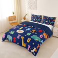 thumbnail image 2 of Erosebridal Dinosaur Elephant Giraffe Queen Duvet Cover Set,Multicolor Letter Lovely Cute Animals Bedding For Boys Kids 3-Piece,No Comforter,Reversible, 2 of 5