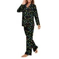 thumbnail image 2 of SCRAWLGOD Christmas Lights Pjs Women Long Sleeve Button Pajamas for Women Sleepwear V Neck 2 Set Pjs Fall Size L Breathable Jogger Pajama Set for Women, 2 of 7
