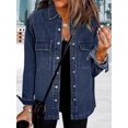 thumbnail image 4 of Women'S Oversized Denim Jacket Casual Long Sleeve Denim Shirts Distresse Jean Jacket Fall Outfits Dark Blue L, 4 of 6