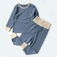 thumbnail image 3 of Odeerbi 6M-7Y Niños Niñas Costilla Pijamas de Punto de Manga Larga Tops Pantalones de Talle Alto de Dos Piezas Pijama Set, 3 of 5