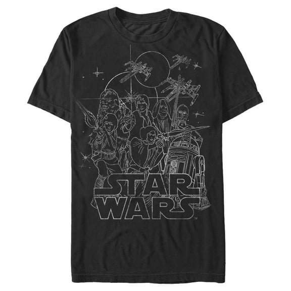 Men's Star Wars Character Outline Graphic Tee Black 2X Large