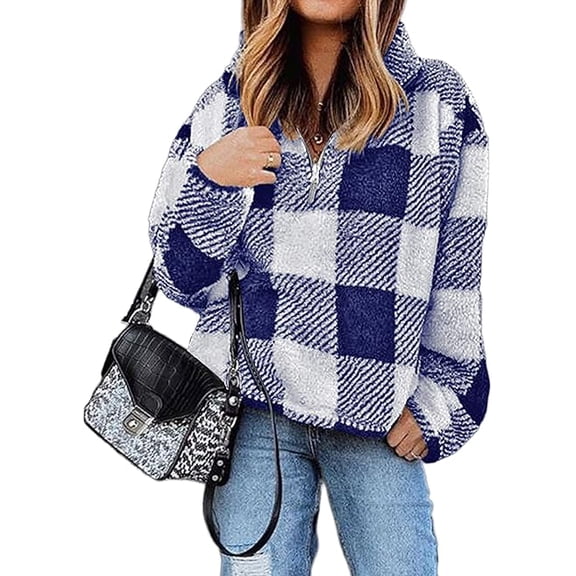 BTFBM Womens Sweatshirt Sherpa Quarter Zip Pullover Fall Winter Long Sleeve Fleece Sweaters Hoodies Sweatshirts Clothes