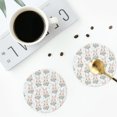 thumbnail image 3 of Bingfone Vintage Rabbit And Flower Leather Drinks Coasters with Set of 6,Suitable for Home Kitchen,Coffee Cup Coasters Home Gift, 3 of 7