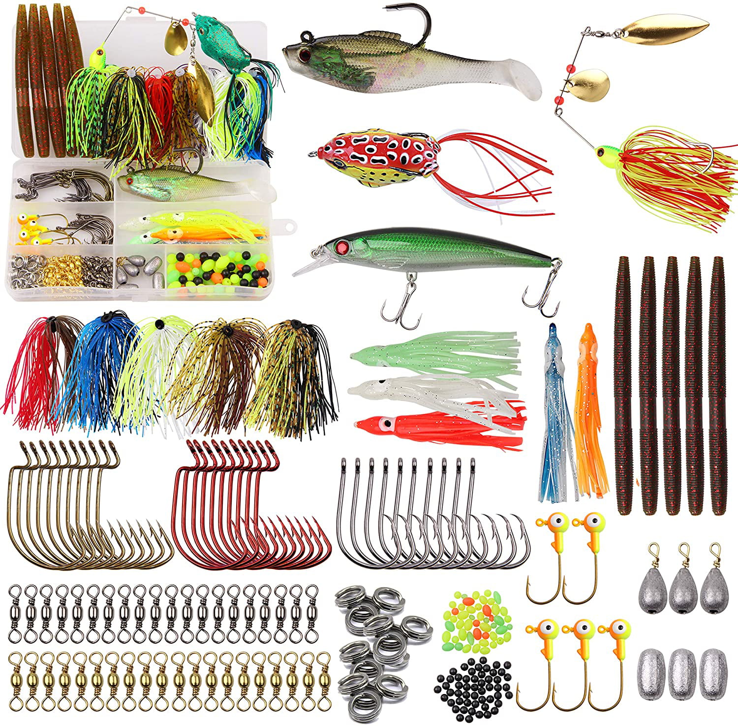 160pcs Fishing Lures Spinner Making Kit with Tackle Box, Inline Spinner  Baits Lure Making Supplies Spinner Blades Lure Bodies Accessories Kit for  Bass