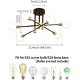 thumbnail image 4 of Deyidn Black Gold 6-Light Sputnik Chandelier - Mid Century Modern Flush Mount Ceiling Light Fixture for Dining Room Kitchen Bedroom, 4 of 8