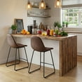thumbnail image 5 of Cortesi Home Gavin 24" Contoured Back Counterstool in faux Brown Leather (Set of 2), 5 of 10