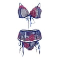 thumbnail image 1 of Gibobby Ropa interior mujer Conjunto de sujetadores sexy súper push-up para mujer, lencería transparente, brasier de encaje y bragas a juego para mujer(Azul, 3XG), 1 of 5