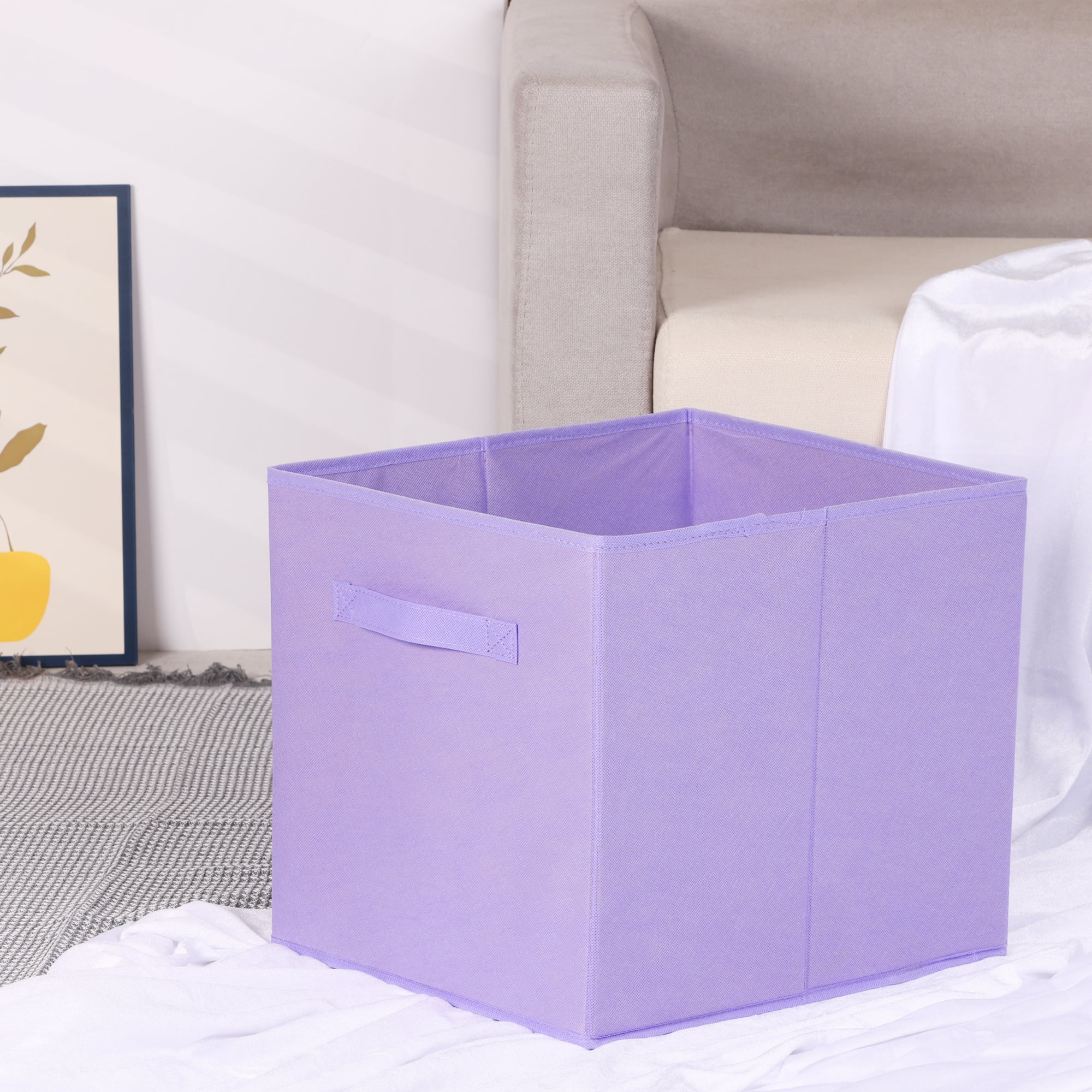 Unique Bargains Fabric Storage Cube Storage Bin Purple 15*13*13in