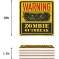 thumbnail image 3 of FMSHPON Halloween Zombie Outbreak Warning Set of 8 Coaster for Drinks, Absorbent Ceramic Stone Coasters Cup Mat with Cork Base for Home Kitchen Room Coffee Table Bar Decor, 3 of 4