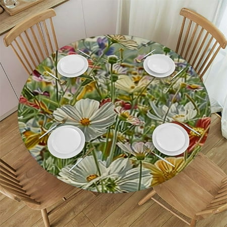 

Autua Flowers Round Table Cover Stain Resistant Washable for Indoor Outdoor Tablecloth Kitchen Dining Wedding Parties Table Cloth 100% Polyester Fiber 38 -42