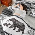 thumbnail image 3 of Castle Fairy Animal Bear King Bedding 7pcs,Bohemian Aztec Wildlife King Bed in a Bag,Grey Reversible, 3 of 7