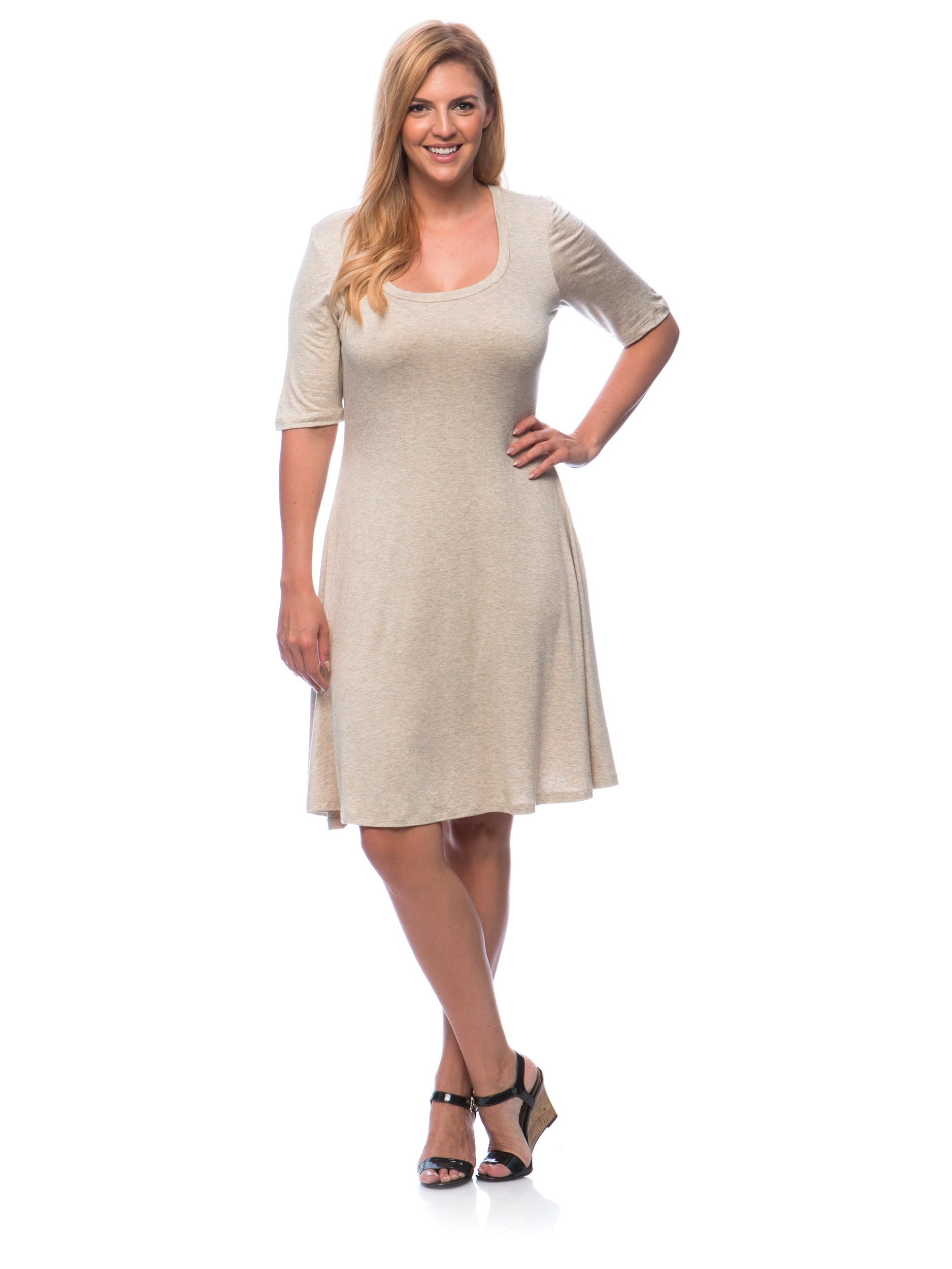 Women's Plus Elbow-Sleeve Dress